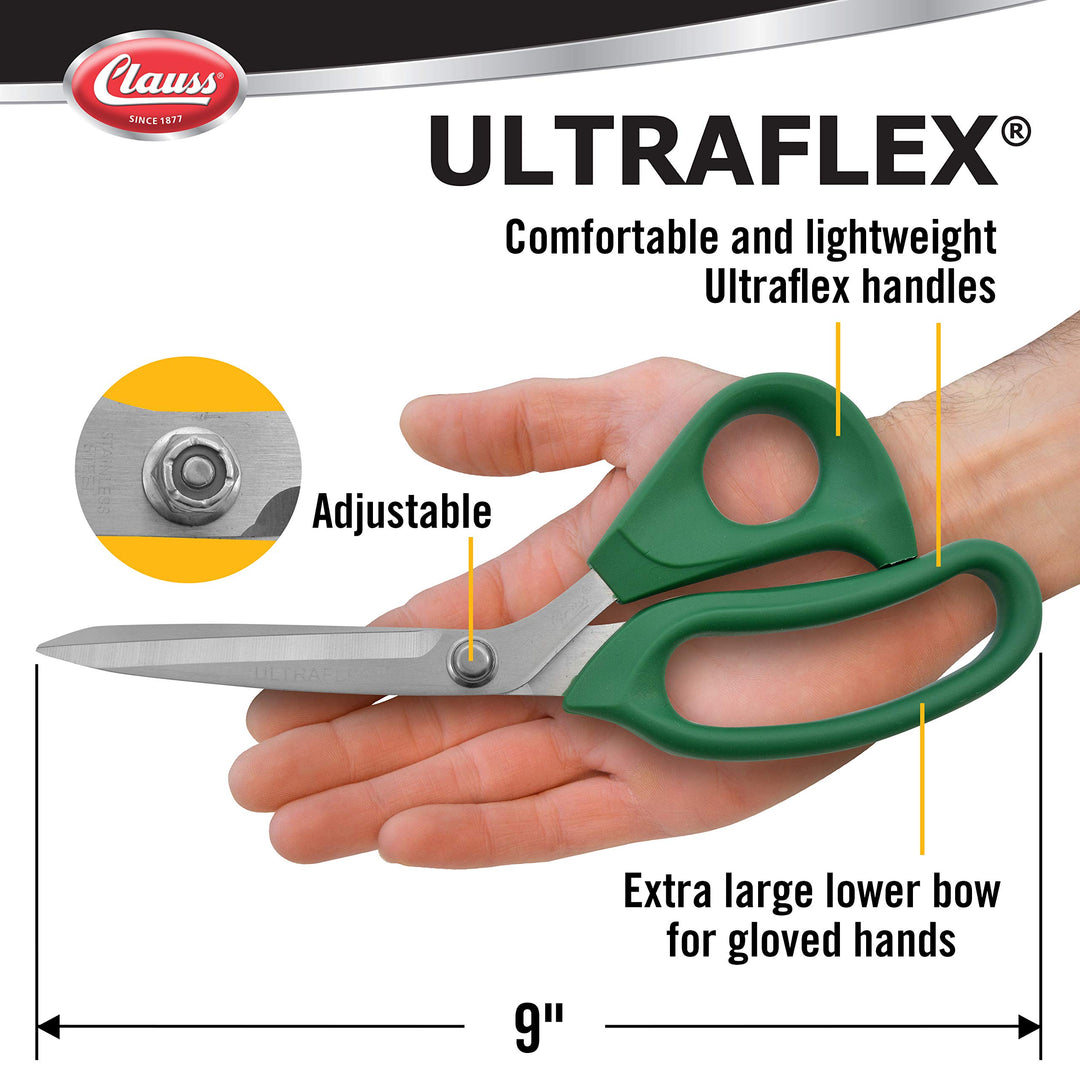 Clauss 18160 9" Ultraflex Bent Shear Adjustable Green - Diamond Home USA