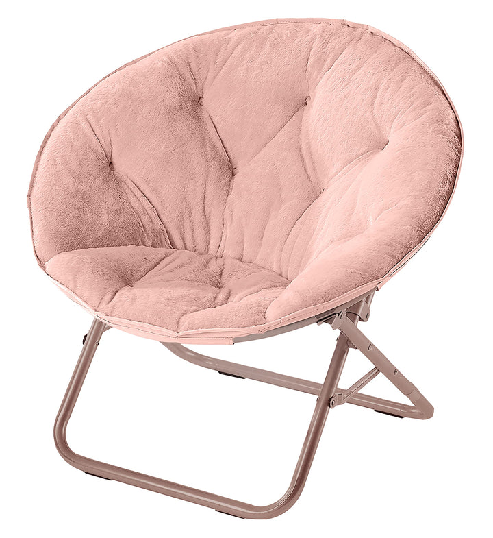 Urban Lifestyle Faux Fur Saucer Chair with Metal Frame One Size Blush