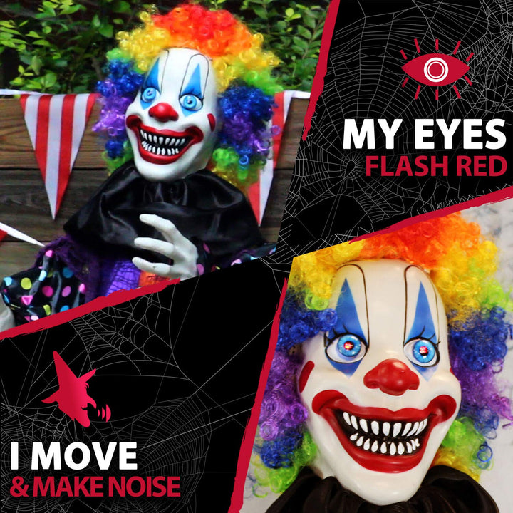 Haunted Hill Farm 67" Standing Clown Halloween Animatronic - Diamond Home USA