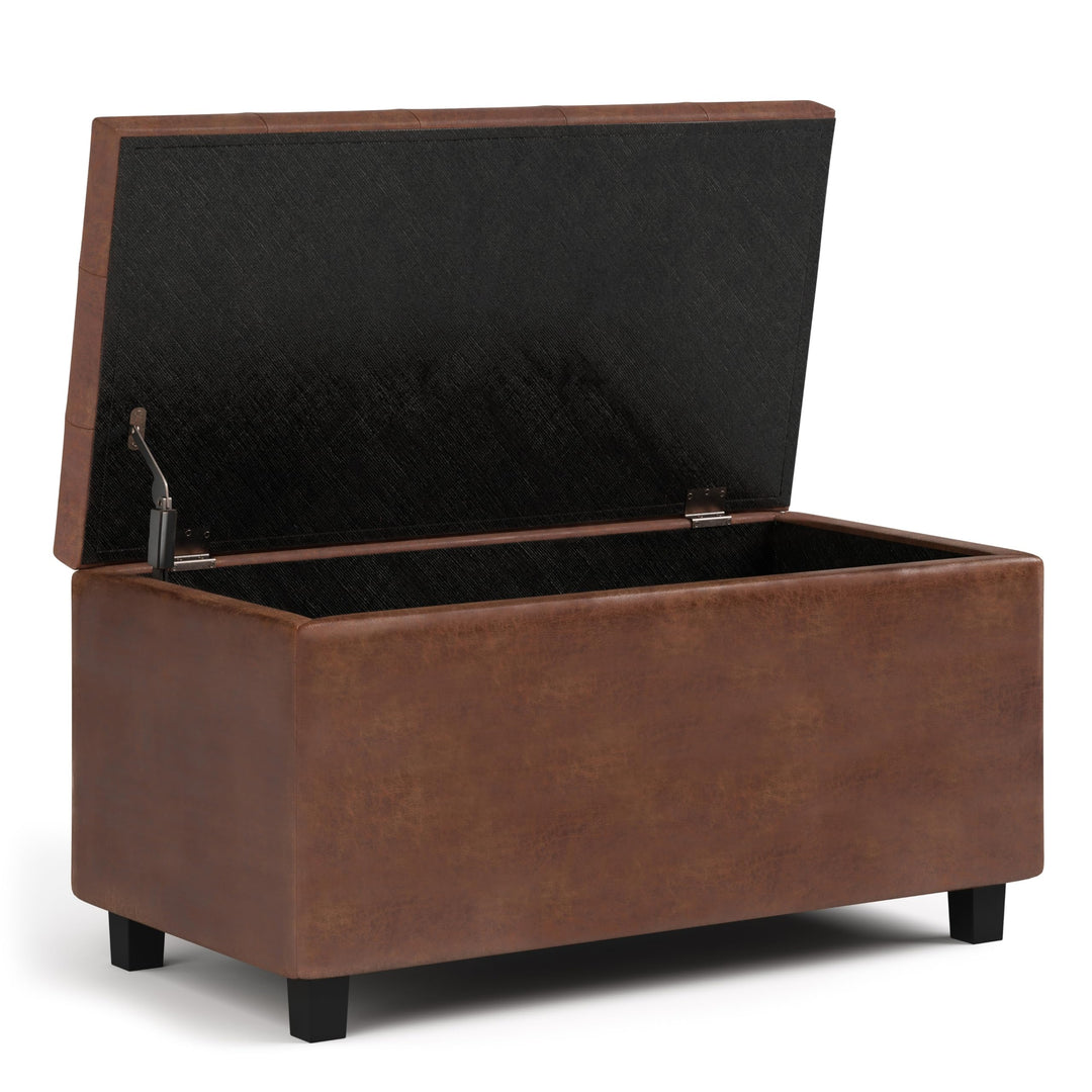 Wynden Hall Essex 34-in. Wide Rectangular Storage Ottoman Distressed Saddle