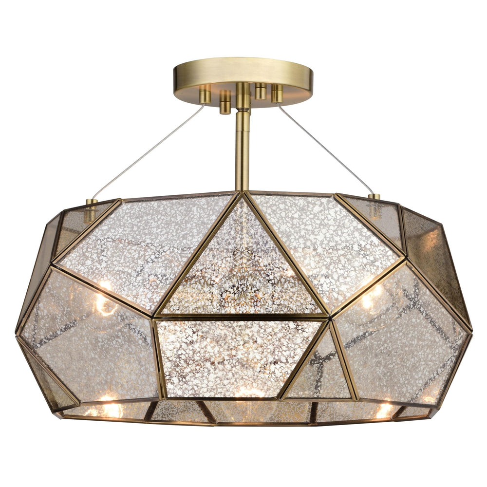 Euclid 16-in W Gold Aged Brass Contemporary Geometric Semi Flush Mount Ceiling - Diamond Home USA
