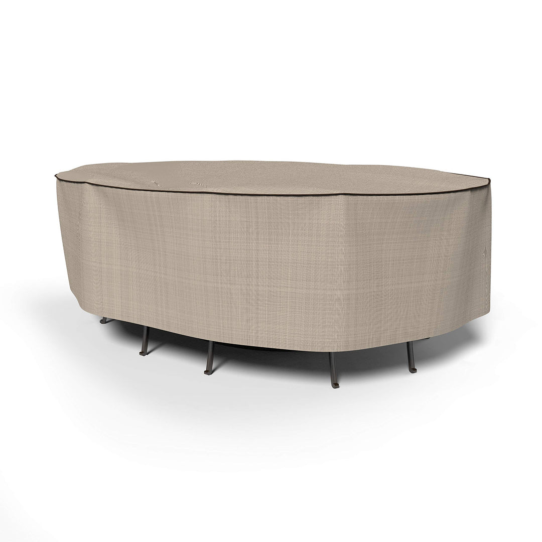 Budge NeverWet Mojave Patio Oval Table and Chairs Combo Cover Black Ivory Large Large - 30"H x 112"L x 84"W