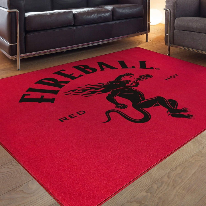Fireball Whiskey Red Non-Slip Indoor Outdoor Area 5ft X 7ft (60"x84") - 5' 7' - Diamond Home USA