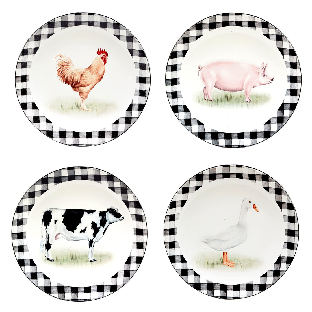 16-piece Dinnerware Set Service For 4 Black Multi Color White Animal Casual - Diamond Home USA