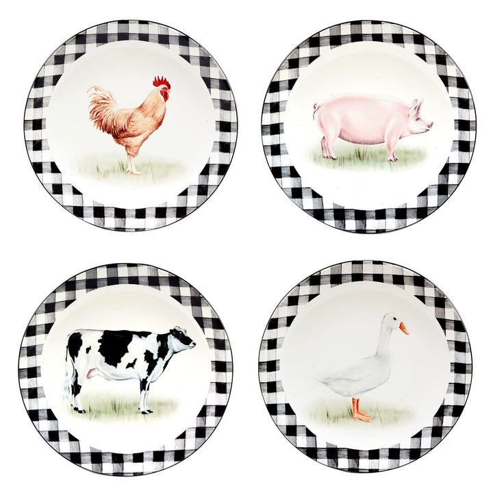 16-piece Dinnerware Set Service For 4 Black Multi Color White Animal Casual - Diamond Home USA