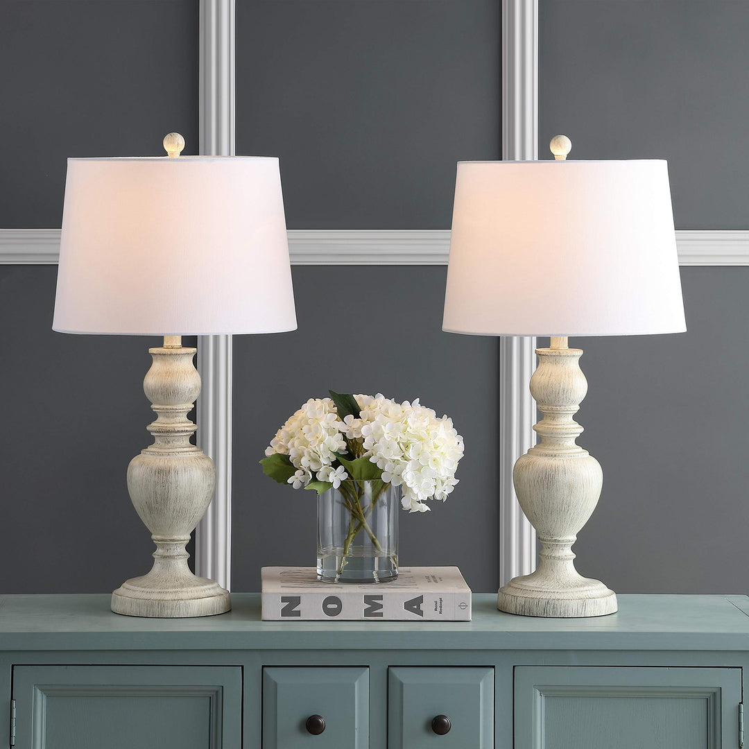SAFAVIEH Lighting Collection Zabi White 28-inch Bedroom Living Room Home