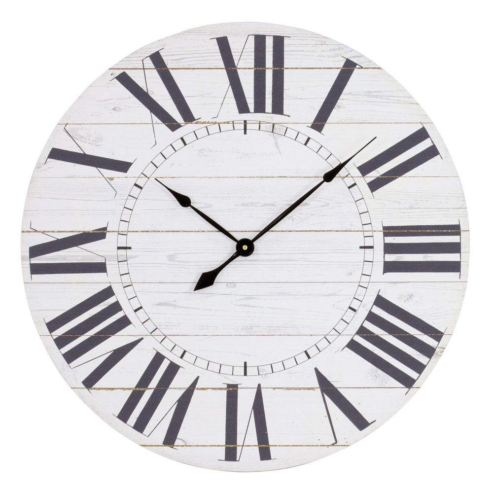 Large Shiplap Wall Clock Large Roman Numerals French Country Design Hanging - Diamond Home USA