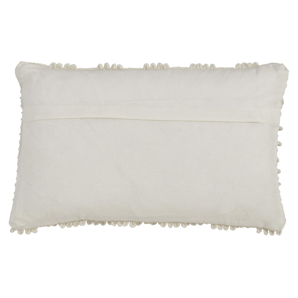 SARO LIFESTYLE Nubby Throw Pillow with Down Filling Ivory - 12"x20" - Diamond Home USA
