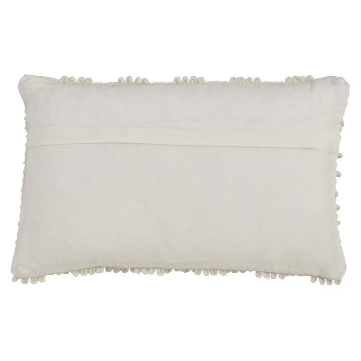 SARO LIFESTYLE Nubby Throw Pillow with Down Filling Ivory - 12"x20" - Diamond Home USA