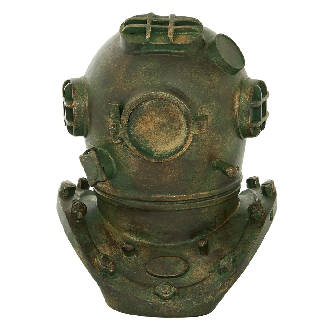 Antique Bronze Polystone Diving Helmet 8" X 10" 8 X 9 10 Brown Resin - Diamond Home USA