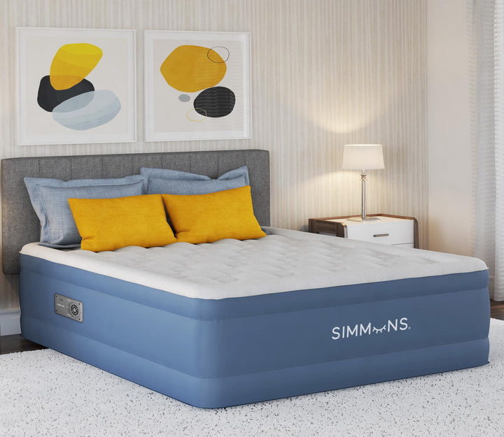 Simmons Rest Aire Mattress Air Bed with Side Built-in Pump and Soft Velveteen Queen - Diamond Home USA