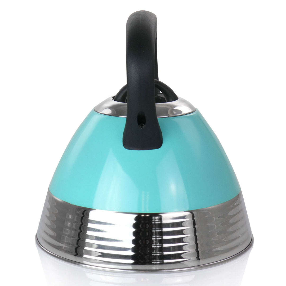 2.5 Quart Stainless Steel Whistling Tea Kettle in Turquoise Blue Medium - Diamond Home USA