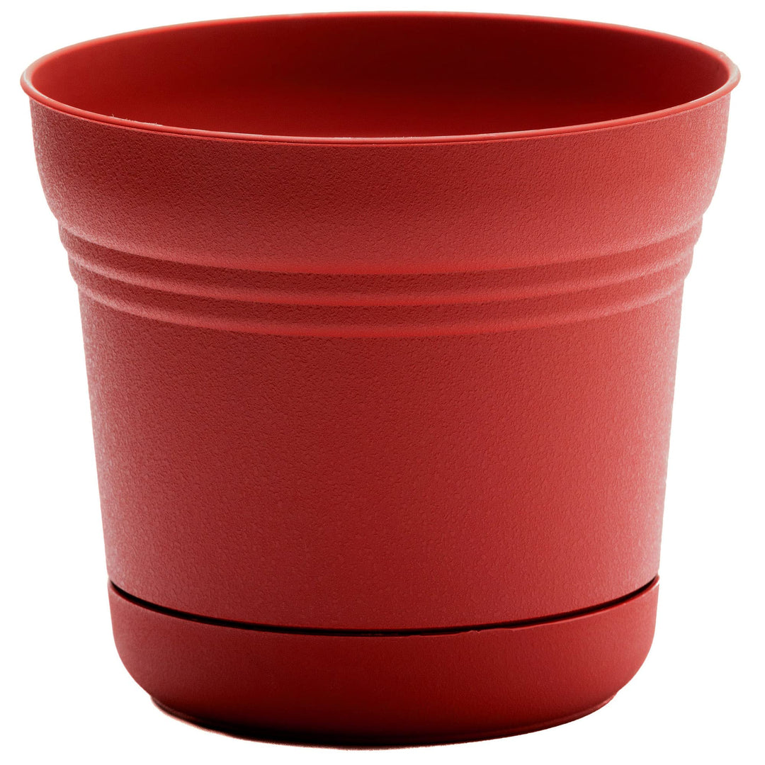 Bloem Saturn Round lanter with Saucer Tray: 14" - Burnt Red - Durable lastic