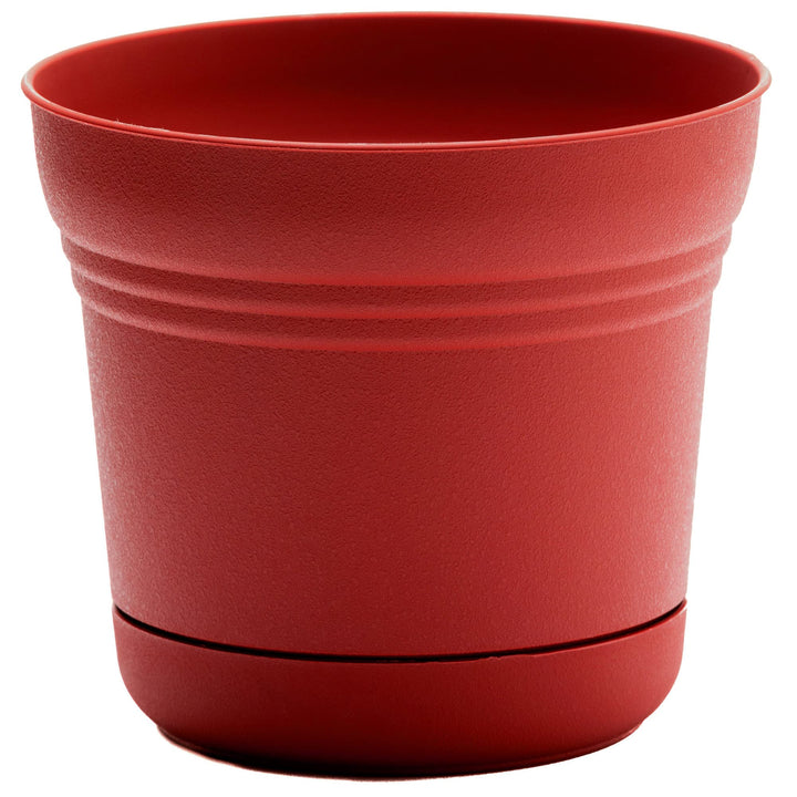 Bloem Saturn Round lanter with Saucer Tray: 14" - Burnt Red - Durable lastic