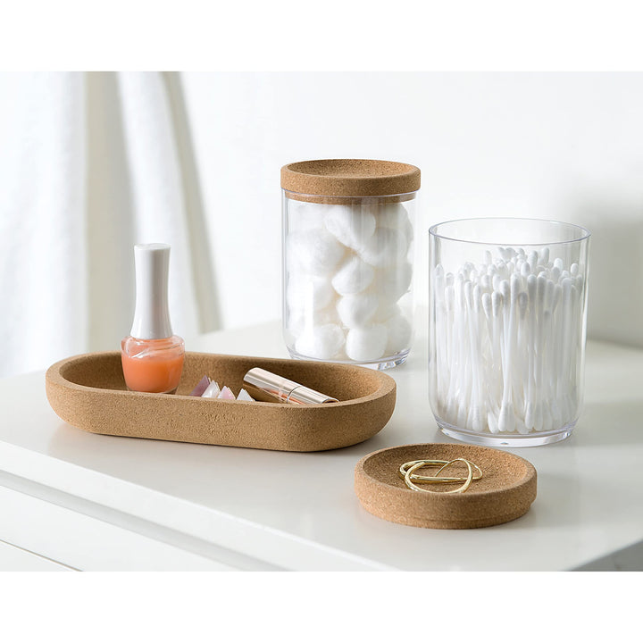 Canister with Cork Tray Set Brown Nature Casual Plastic Multi-Size - Diamond Home USA