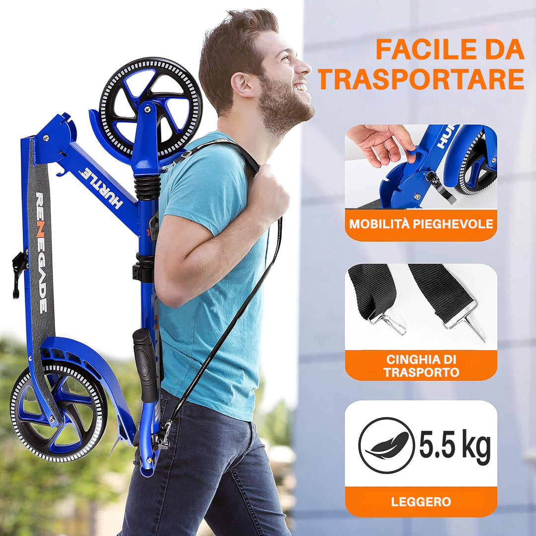 Hurtle Renegade Kick Scooters for Kids Teenagers Adults- 2 Wheel Kids Scooter - Diamond Home USA