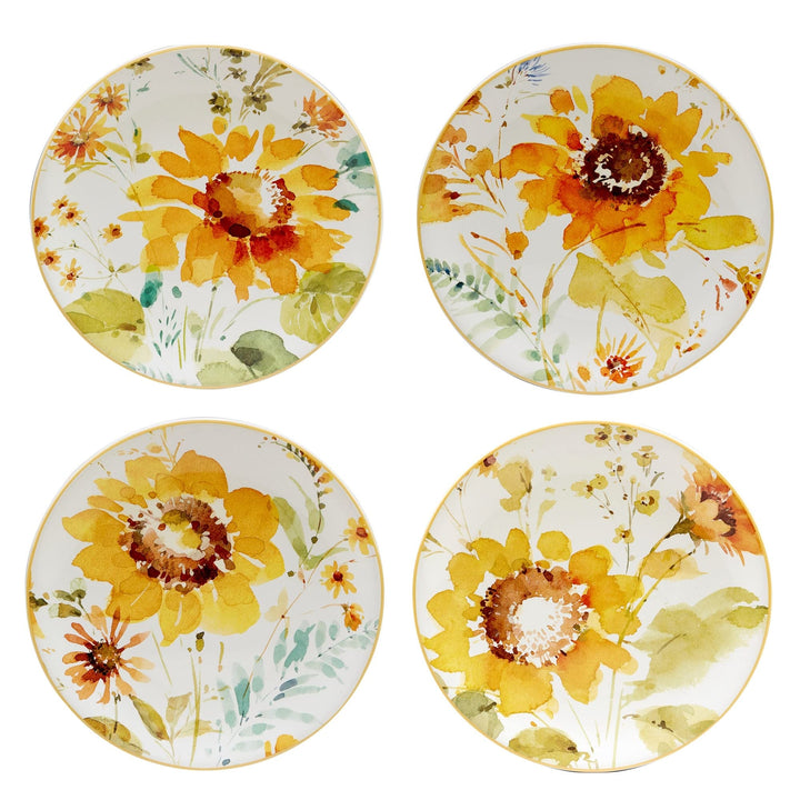 16-piece Dinnerware Set Service For 4 Multi Color White Yellow Floral Casual - Diamond Home USA