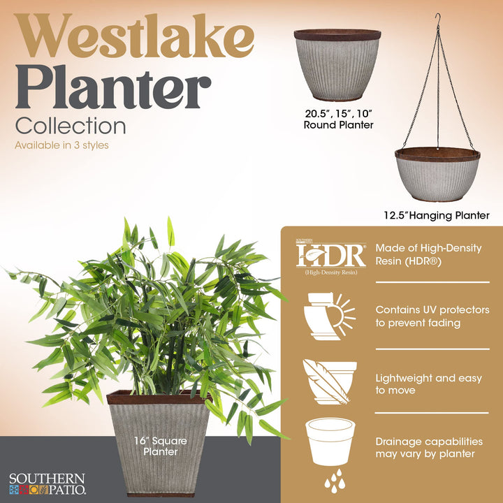 Southern Patio 10" Westlake Indoor/Outdoor Pleated Planter with Galvanized