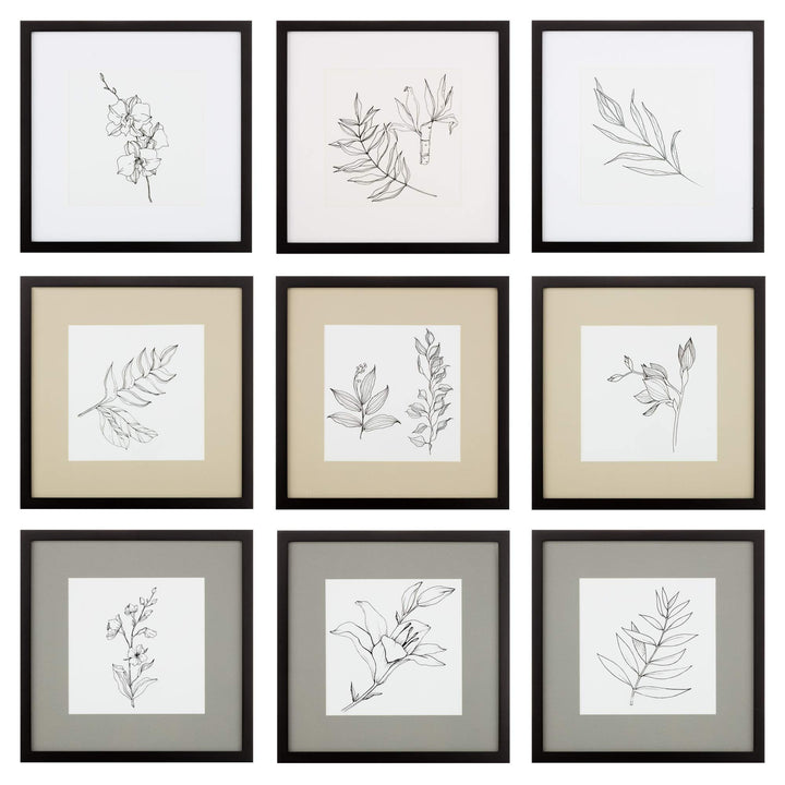 Gallery Perfect 9 Piece Decorative Art Prints & Hanging Template Natural Ombre