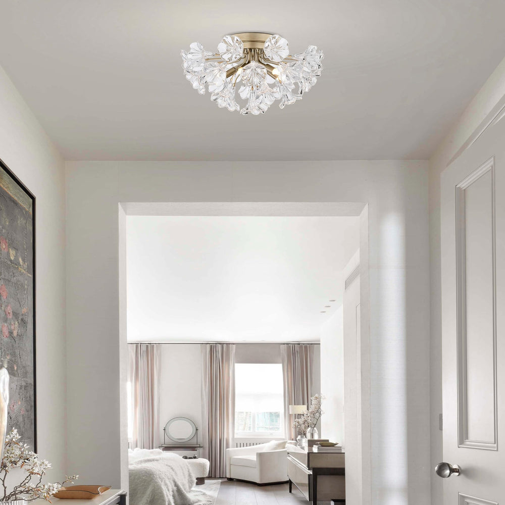 The Lighting Store Rosa Brushed Silver-ish Champagne Finish Flower Glass Flush - Diamond Home USA