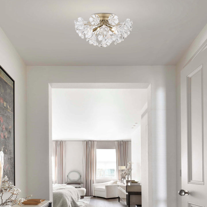 The Lighting Store Rosa Brushed Silver-ish Champagne Finish Flower Glass Flush - Diamond Home USA