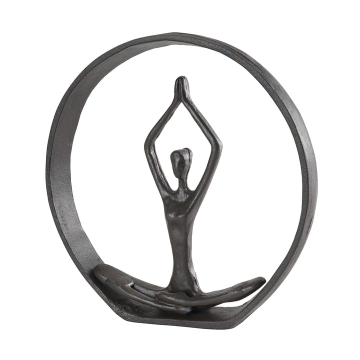 Circle Iron Sculpture with Figurine in Yoga Pose - Namaste Spiritual Home DÃƒcor - Diamond Home USA