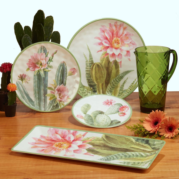Desert Beauty 9" Salad/dessert Plates Set Of 6 Dia Green Multi Color Pink Floral - Diamond Home USA