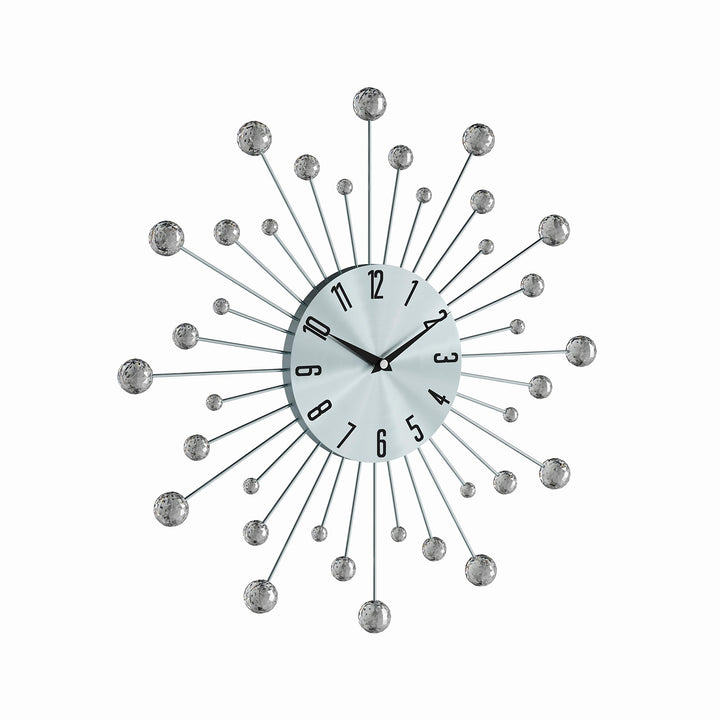 Silver Black Sunburst Clock Wall Mount Clock Mirror Large Clocks for Living Room Silver - 15" D