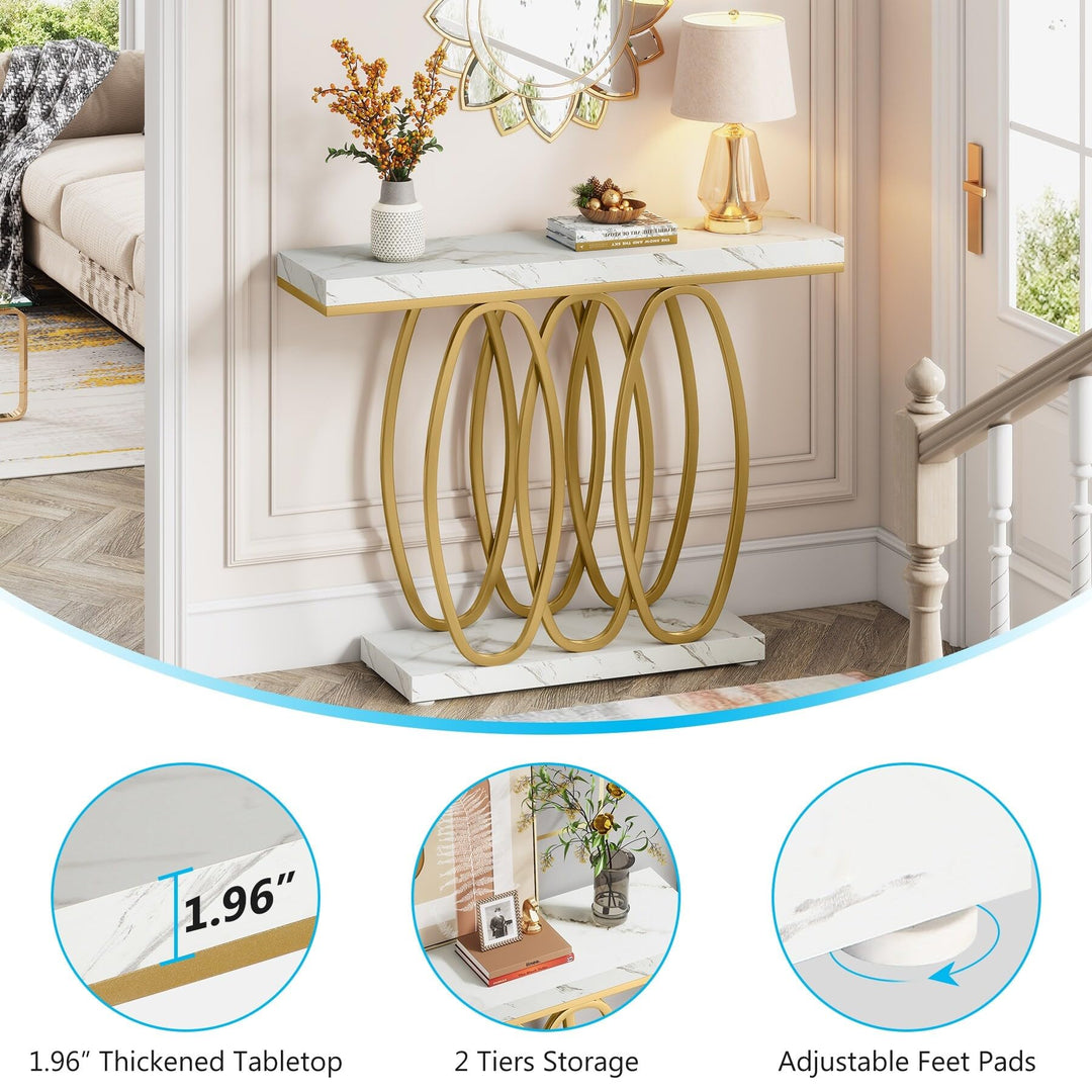39'' Marble Top Console Sofa Table Modern Entryway Accent for Living Room Gold - Diamond Home USA