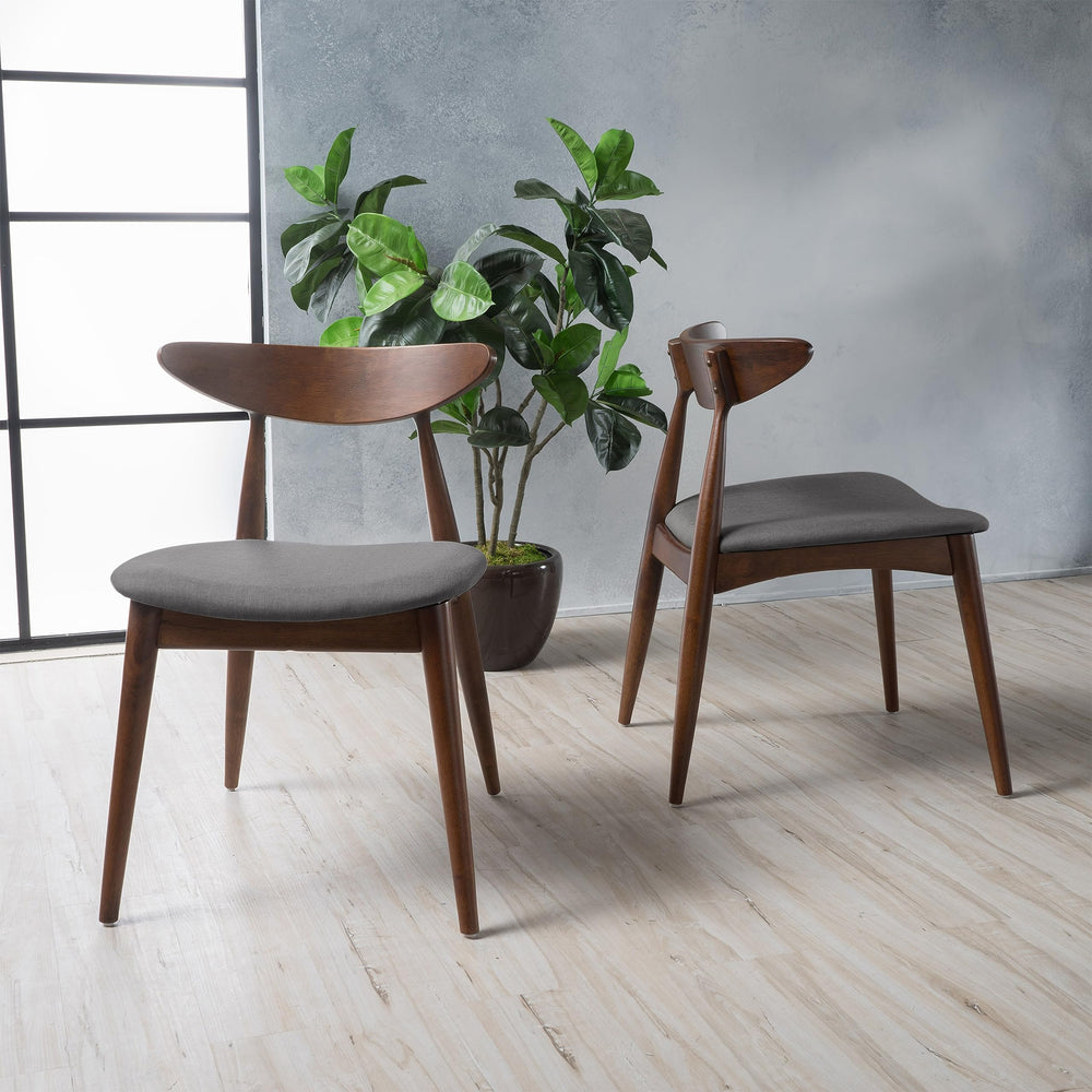 Christopher Knight Home Barron Fabric with Walnut Finish Dining Chairs 2-Pcs Set Walnut+Grey - Diamond Home USA