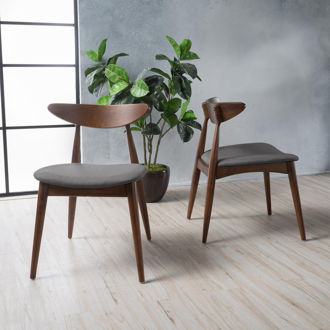 Christopher Knight Home Barron Fabric with Walnut Finish Dining Chairs 2-Pcs Set Walnut+Grey - Diamond Home USA
