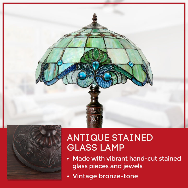 Serena D'italia Tiffany Table Lamp - Vintage Pearl Antique Desk Nightstand - - Diamond Home USA