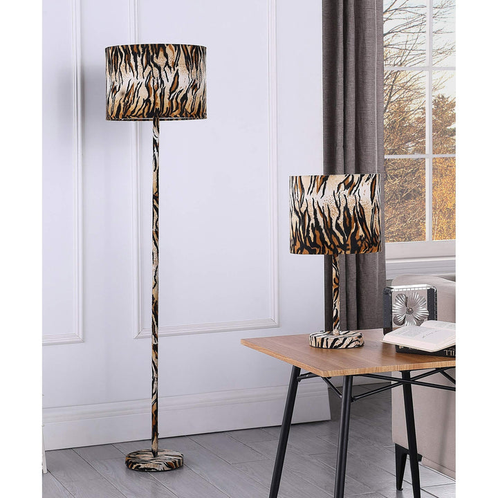 59 in. Suede Tiger Print Floor Lamp Orange Modern Contemporary - Diamond Home USA