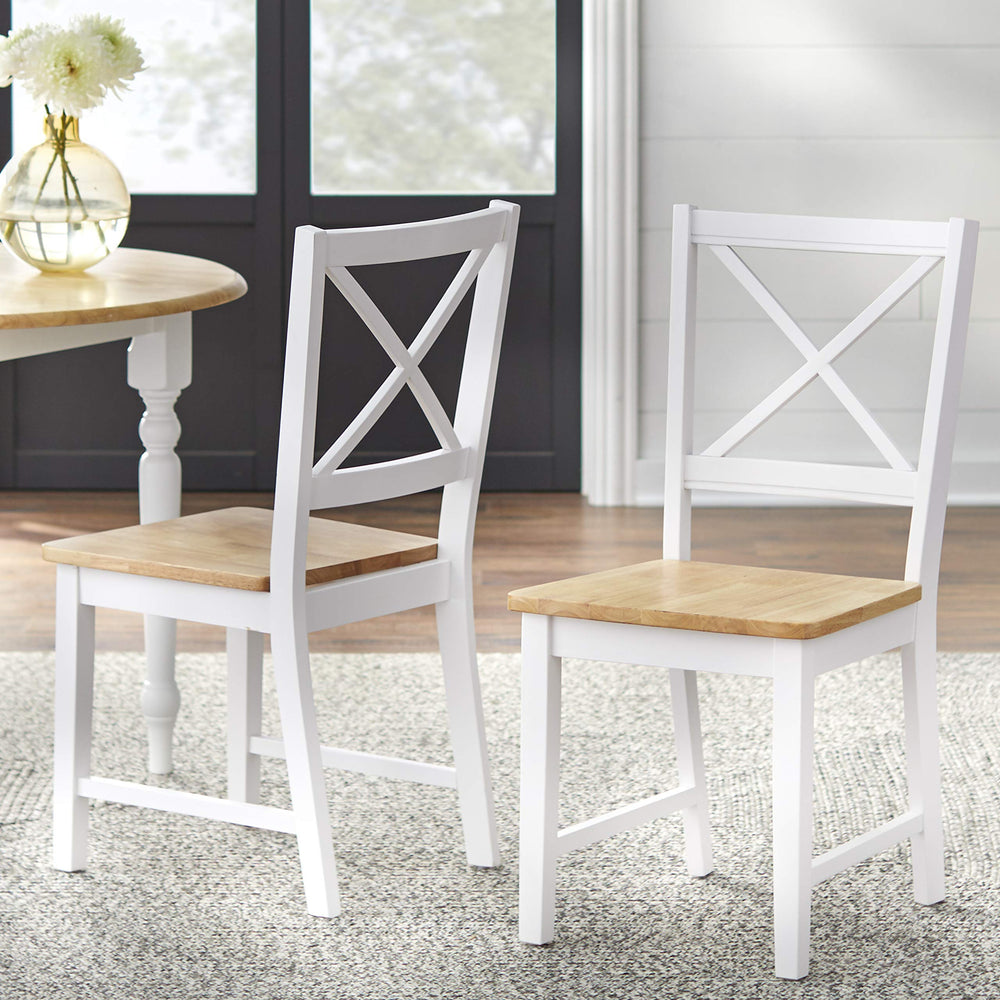 Target Marketing Systems Virginia Cross Back Dining Room Chairs Wooden Farmhouse White/Natural - Diamond Home USA