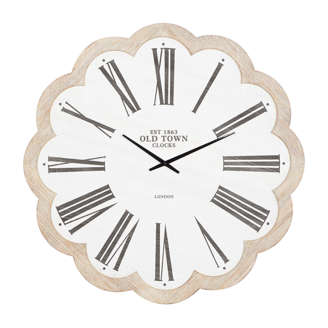 White Wood Farmhouse Wall Clock 33 X 1 Country - Diamond Home USA