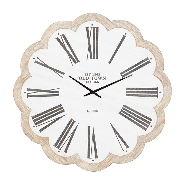 White Wood Farmhouse Wall Clock 33 X 1 Country - Diamond Home USA