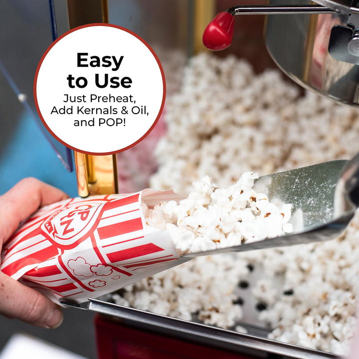 Nostalgia Popcorn Maker Machine - Professional Cart With 8 Oz Kettle Makes Up to
