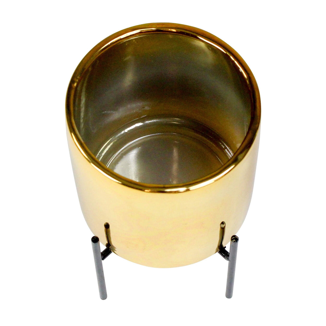 Mid Century Table-top Planter - Gold 7.5" X 4.5" w 4.5" d (Inside Pot: 4.5" - Diamond Home USA