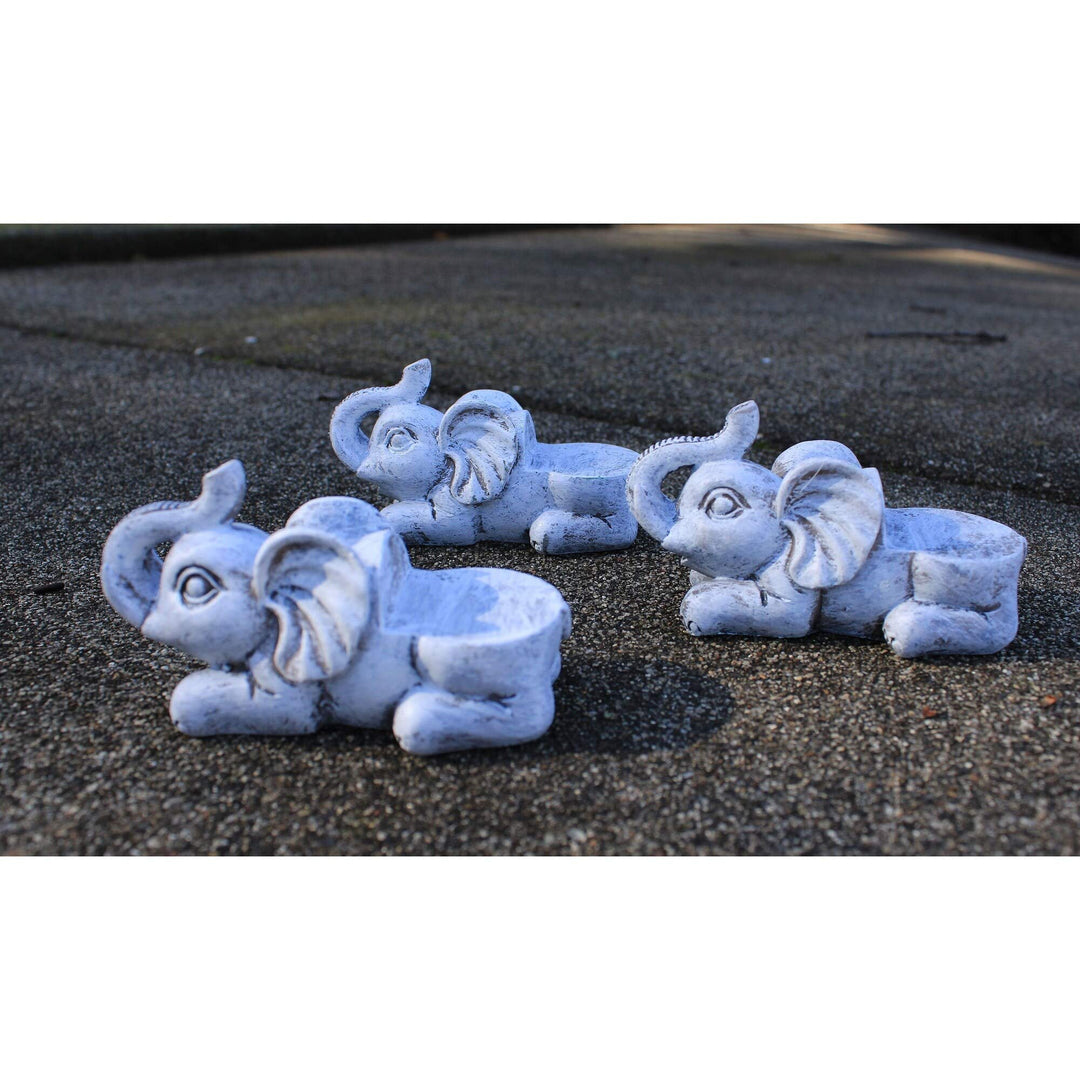 Set of 3 Poly Resin Elephant Shaped Pot Feet Or Planter Risers Off/White Country - Diamond Home USA
