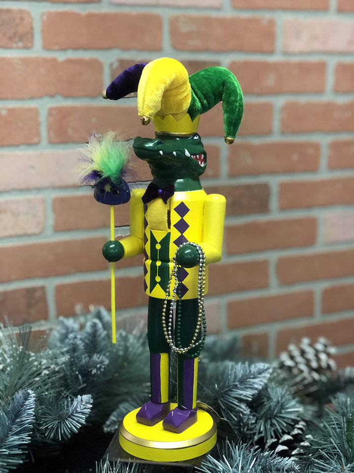 Santa's Workshop 70701 Mardi Gras Gator Nutcracker 14" Multi