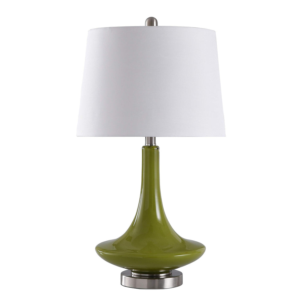 Green Table Lamp - White Hardback Fabric Shade Modern Contemporary - Diamond Home USA