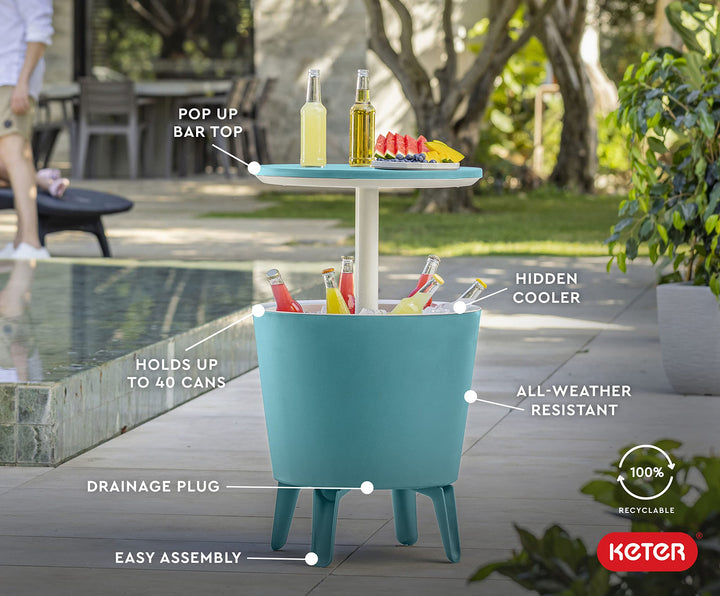 Keter Modern Cool Bar Outdoor Patio Furniture and Hot Tub Side Table
