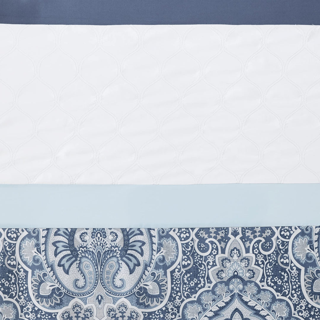 510 DESIGN Shawnee Shower Curtain Geometric Textured Embroidery Design with Blue - Diamond Home USA