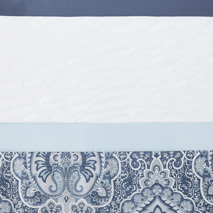 510 DESIGN Shawnee Shower Curtain Geometric Textured Embroidery Design with Blue - Diamond Home USA