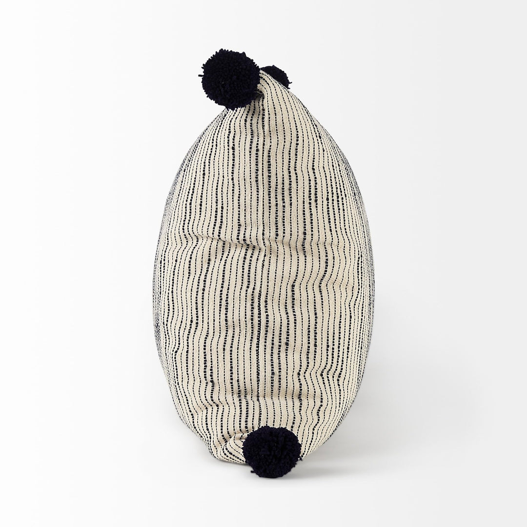 Cream/Black Pom Decorative Pillow Cover Black Cream Abstract Modern Contemporary - Diamond Home USA