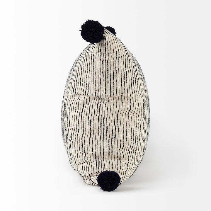 Cream/Black Pom Decorative Pillow Cover Black Cream Abstract Modern Contemporary - Diamond Home USA