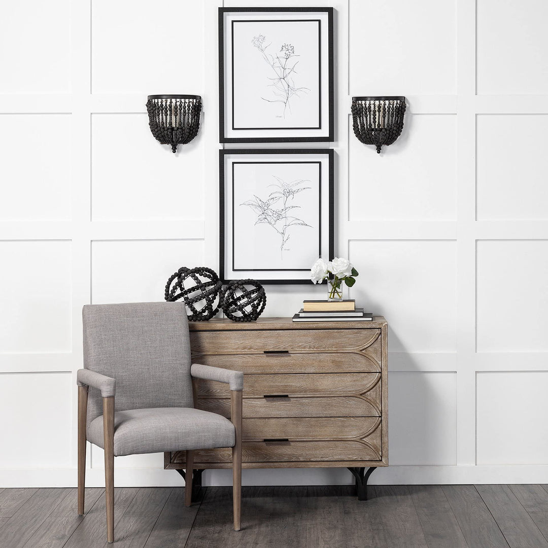 Mercana Furniture & Decor 68425-Liam II Wall Candle Holder Black - Diamond Home USA