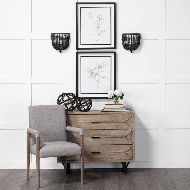 Mercana Furniture & Decor 68425-Liam II Wall Candle Holder Black - Diamond Home USA