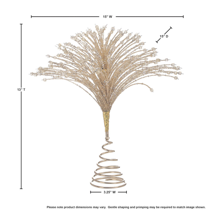 13" Glass Beads Tree Topper Gold Polyester - Diamond Home USA