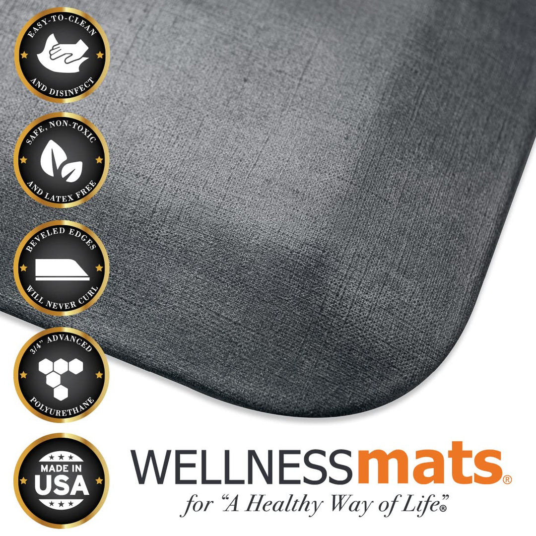 WellnessMats Lnen Collecton Ant-Fatgue Floor Mat Slate 36 n. x 24 n. x ¾ - Diamond Home USA